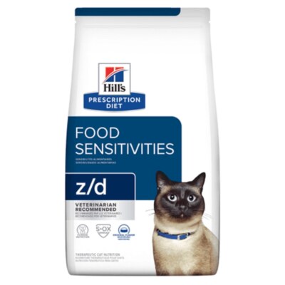 Bolsa de alimento Hill's Prescription Diet z/d Feline para sensibilidades alimentarias y de la piel.
