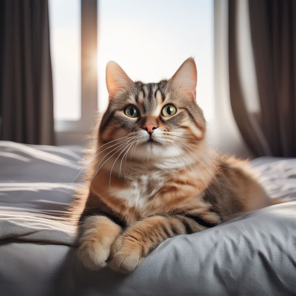 Un gato encima de la cama