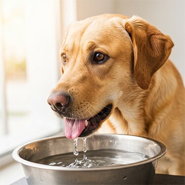 Perro tomando agua